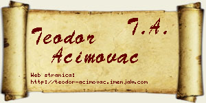Teodor Aćimovac vizit kartica